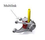 of the arm as the wheel is turned instead of using two solid upper and lower A-arms. The figure below shows the concept of a multilink suspension linkage: Figure 2.