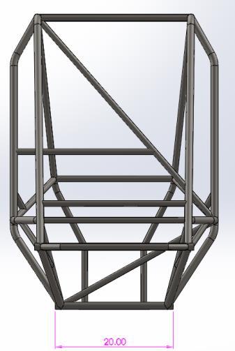 below, the initial width of the front end of the frame was selected to be 20 inches.