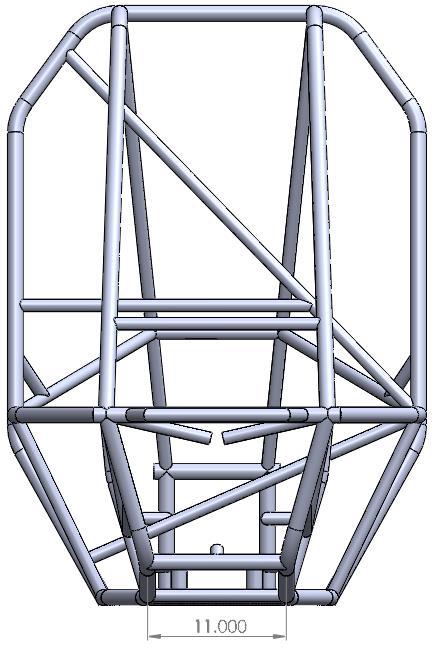 Figure 8: Front View Frame Created By 2015 Baja Bengals: First Frame Design Figure 9: Front View Frame Created By 2015 Baja Bengals: Final Revision In