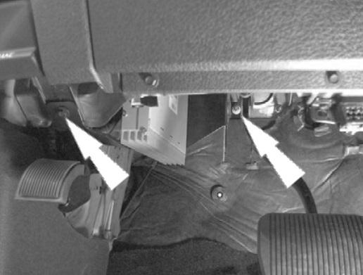 Slide the five channel amplifier bracket (D) over the brake booster stud. 71.