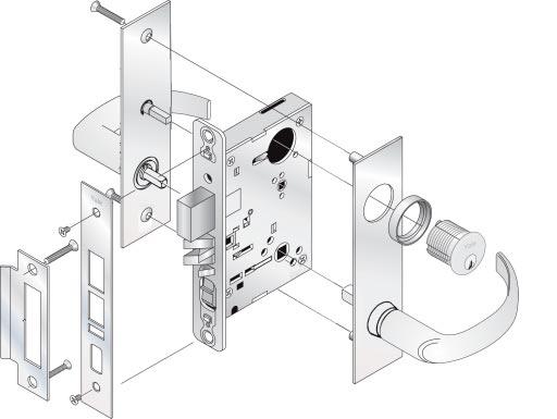 SL8800 Specifications for all levers below: SL Escutcheon: 8" x 2-1/2" : See pages 37-40 Material: Stainless steel escutcheon; Brass lever (plated to match stainless steel) Augusta - AUSL Arcadia -