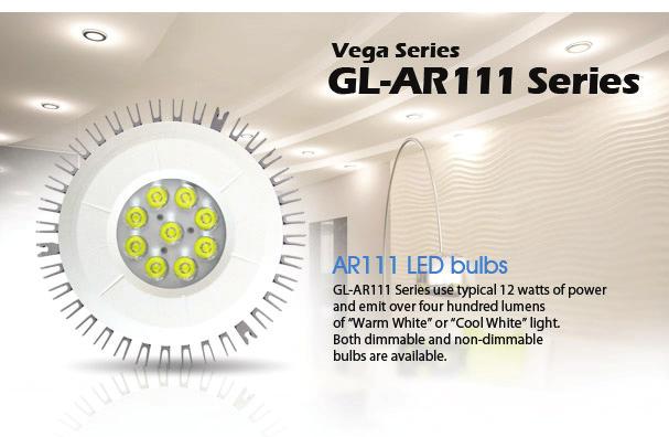 Features GL-AR111 / AR111AN / AR111ADx For indoor use only Direct replacement for traditional AR111 halogen lamps Compatible with traditional electronic transformers Power conversion efficiency > 80%