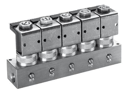Manifolds Metering Provides adjustable flow for dispensing a specific rate or volume of fluid or gas. Permits controlled movement of a cylinder or actuator. Available in -Way and 3-Way valves.