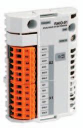 The available number and combination of I/O s depends on the control software used. The standard application software supports 2 analog and 2 digital extension modules.