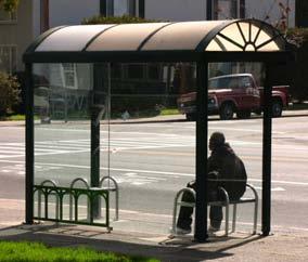 SOLUTIONS One method for improving lighting conditions in bus shelters are rideractivated, solar-powered light-emitting diode (LED) lights known as i- STOP lights.