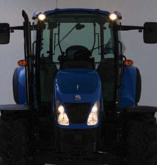 THE NIGHT An array of repositionable work lights are standard on T5 tractors to keep you going no matter what time of the day you re operating.