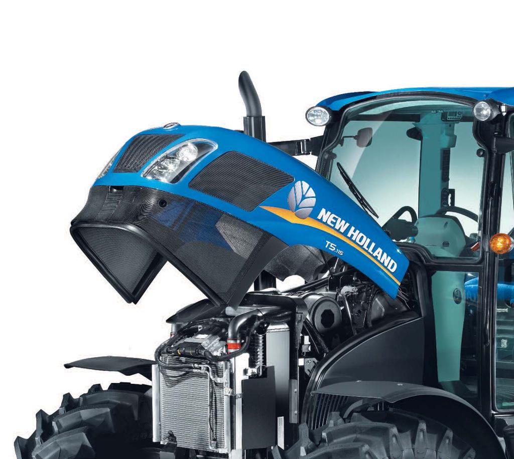 6 7 ENGINE RUGGED AND RELIABLE POWER T5 tractors are packed with a powerful, 207 cubic-inch, 4-cylinder, F5D engine built by Fiat Powertrain Technologies (FPT).