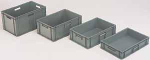 Plastic containers, available in packs, suitable for trolleys on these pages. Suit models: CT46; CT47; CT48 & CT49 Euro Capacity Litres Internal height External Min.