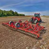 A disc harrow is situated in first two rows followed by two rows of TerraGrip tines with narrow LD (low disturbance) coulters.