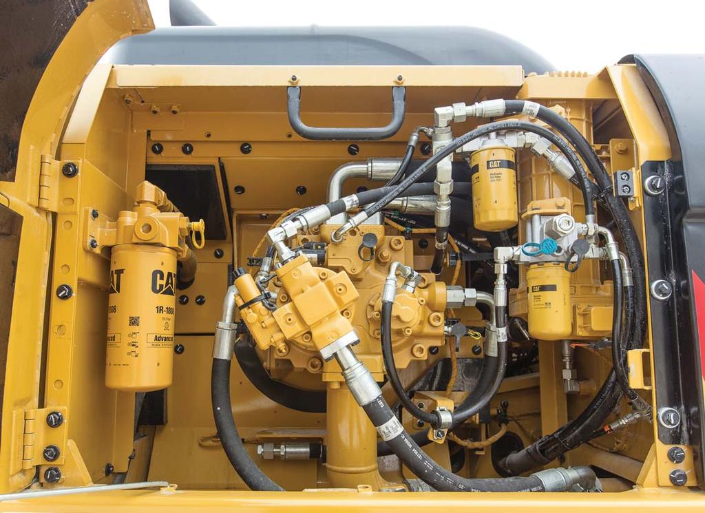 Hydraulics Power to move more dirt, rock, and debris with speed and precision Hydraulic System Hydraulic system pressure from the two-pump system delivers terrific digging performance and