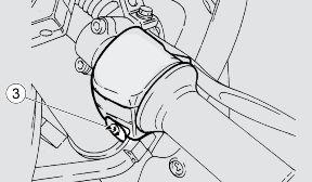 Press the engine starter button (3) without opening the throttle and release it as soon as the engine starts.