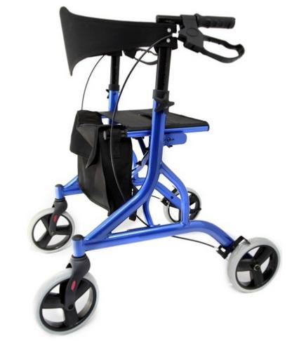 it is very easy to manoeuvre and has push to lock brakes for safety. Choice of 2 colours Blue or chrome. Overall height 30.7-34.7 78-88 cm Overall width 25 64cm Overall length 28.