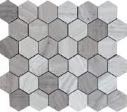 1Sq.04/Sheet MARBLE - ESC-G5/8P 5/8 x3 Grey Wood Brick Polished Mosaic 1