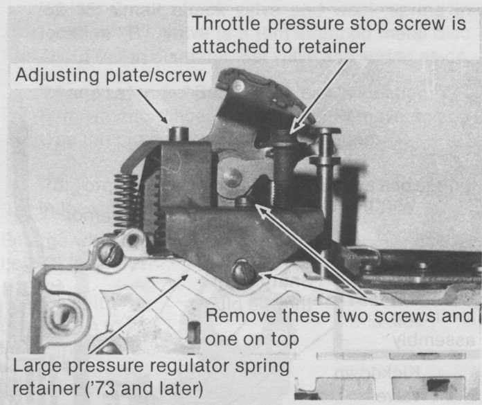 It may be necessary to rotate driveshaft slightly to disengage the rod. There will be a spring (1-2 accumulator spring) between the valve body and case (See Fig. 3), remove and discard it.