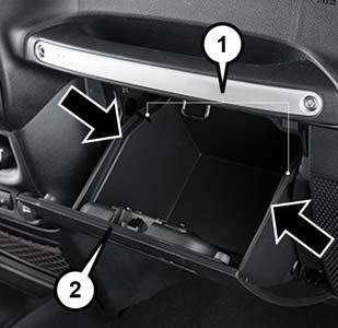 SERVICING AND MAINTENANCE 2. Push in on the sides of the glove compartment and lower the door.