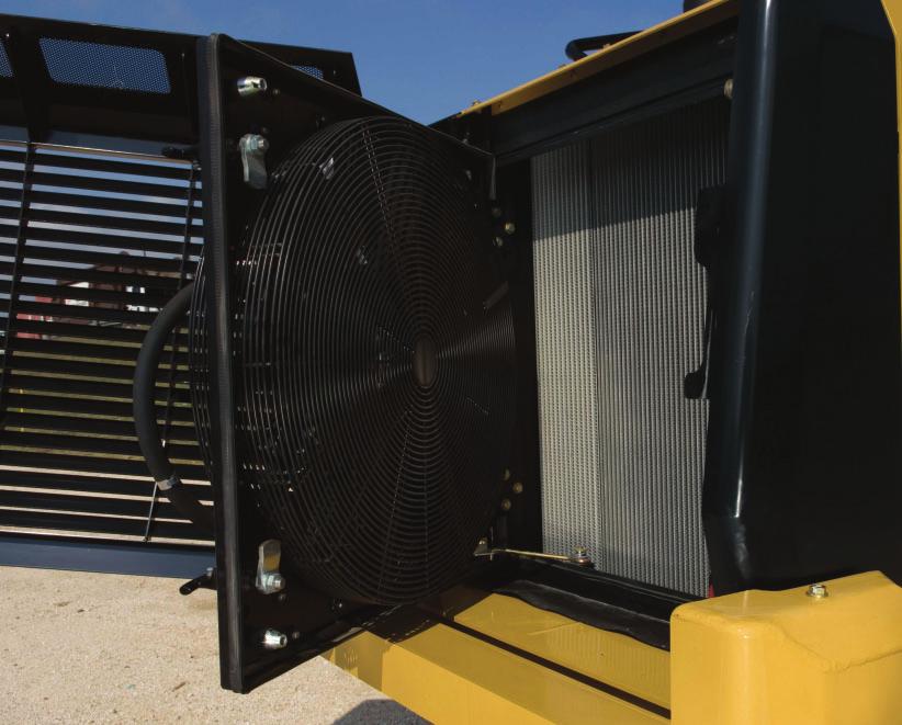 The hinged radiator grill gives easy access to the cooling system of the machine The hinged hydraulic fan makes the cleaning of the radiator easy and faster (not available on 97D) Heavy Duty