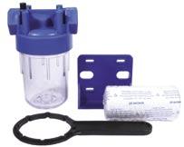 FILTERS AND STRAINERS 137 PACKAGING: Packaged FILTER, WATER INLET Protects the pump from contaminants in the water. Cap easily unscrews with a spanner wrench to change filter.