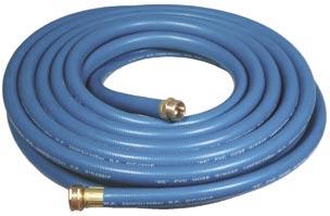 GARDEN HOSE ACCESSORIES 141 PACKAGING: Packaged PREMIUM THERMOPLASTIC GARDEN HOSE Premium blue hose resists kinking and is made of thermoplastic material, a blend of rubber & PVC, with solid brass