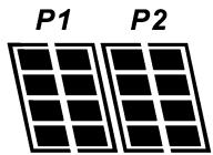 Indicates the PV MPPT P1 and P2 of both MPPT trackers. / / Indicates the grid.