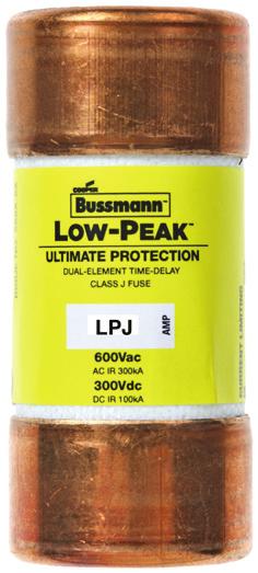Technical Data 6 Supersedes August 2015 Low-Peak LPJ Class J 600Vac/Vdc, 1-60A, Catalog symbol: LPJ-(amp)SP (non-indicating) LPJ-(amp)SPI (indicating) Description: Bussmann series Ultimate protection
