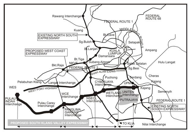 Fig. 2: Toll highway network in Greater Kuala Lumpur.