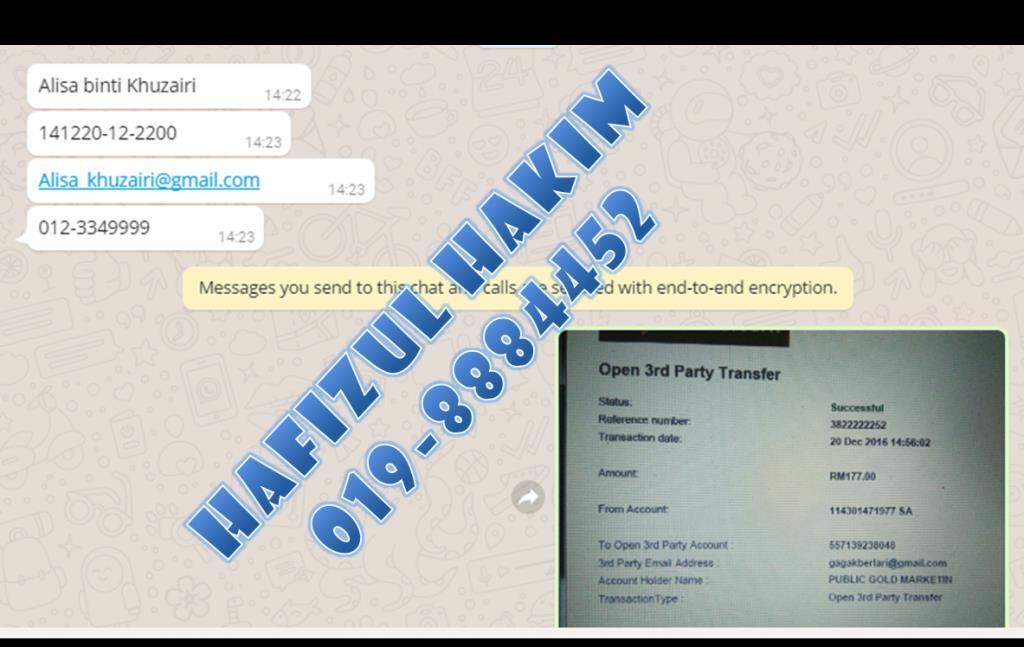 7 E-Book Panduan Pelaburan Emas Fizikal di Malaysia Hafizul Hakim (2017) Cara Pembelian GAP seperti di atas ke 019-8884452 (Hafizul Hakim): Berikan nama penuh No IC Email Resit bayaran ke akaun GAP