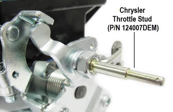 Chrysler Applications If installing on a Chrysler, it may be necessary to purchase and install a Chrysler throttle stud part # 124007DEM onto the Street Demon carburetor as in Figure 7 below.