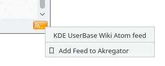 KDE-d kasutades näitab Konqueror veebisaitidel leitud RSS-vooge akna parempoolses