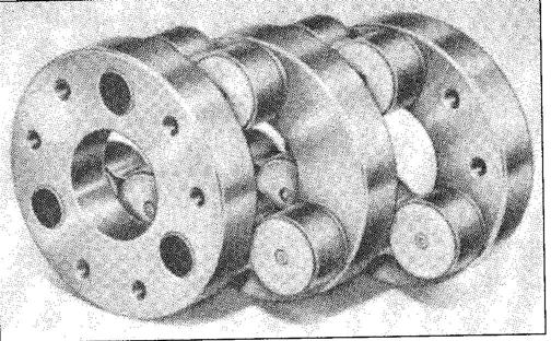 A unique special purpose type, the Schmidt or offset coupling is designed to handle large parallel shaft offsets of up to 18 inches and 1,000,000 in-lbs of torque. (SEE FIGURE 1.) FIGURE 1.