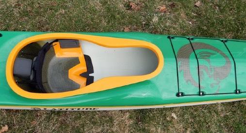 Hybrid 50/50 with carbon kevlar deck, seat, and bulkheads Colors: Signal Green/White/Melon Yellow Front Bulkhead: Custom
