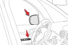 Mirrors Door mirrors Folding Comfort F From outside: lock the vehicle using the remote control or the key. F From inside: with the ignition on, pull the control A in the central position rearwards.