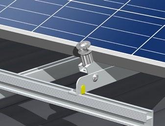 Perfectly matched components, excellent SolarWorld quality Detailed view of angle profiles Lower module clamp fitted with locking