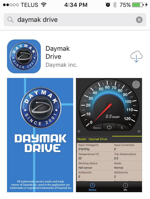 Installation To begin, go to the App Store on any ios device and search for Daymak Drive App. Once you see it simply click on the download button.