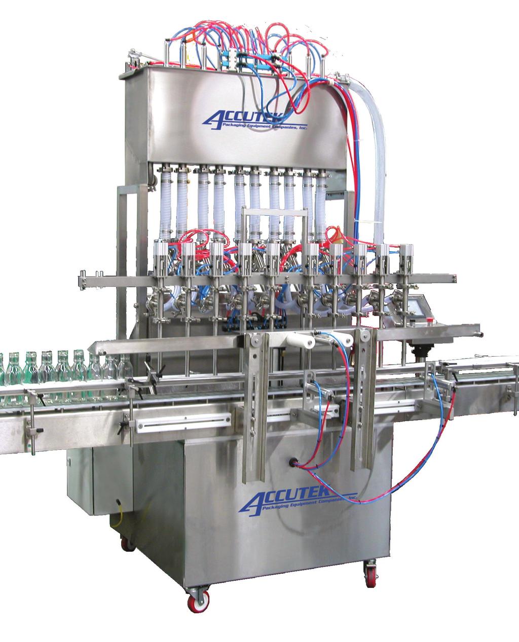 AVF Series Automatic Piston Filling Machines Key Features: Two to twelve head filler configuration (8-128 oz. cylinders) Food grade stainless steel constructed A.B.I.