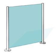 Personal Guiding Bars PGB Basic equipment PGB-S01 Construction description pedestrian guiding element as variable full-glass barrier system with two stainless steel posts AISI 304 satin finish Ø 48