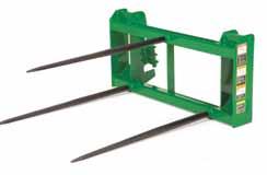 Attaching a Frontier Bale Spear to your John Deere Loader is easy. Just line up the loader s connecting points to the attachment frame, lock in place, and you re good to go.