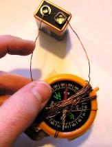 Experiment 2 Making a Galvanometer You need: At least 2 feet of wire (you can reuse the wire from Experiment 1 if you wish) Compass 9 volt battery 1.