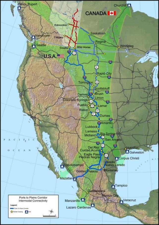 Ports-to-Plains The Corridor has the potential to: reduce congestion at ports of entry along the Texas-Mexico border provide travel alternatives to the state s most congested corridors