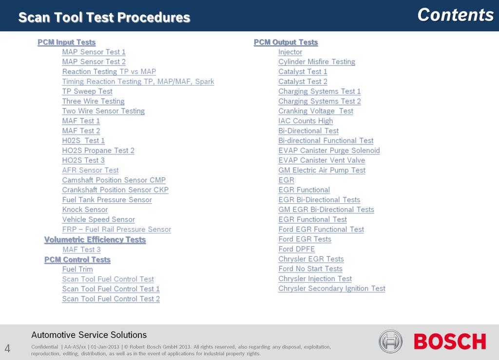 Contents To hotlink to a specific test, click