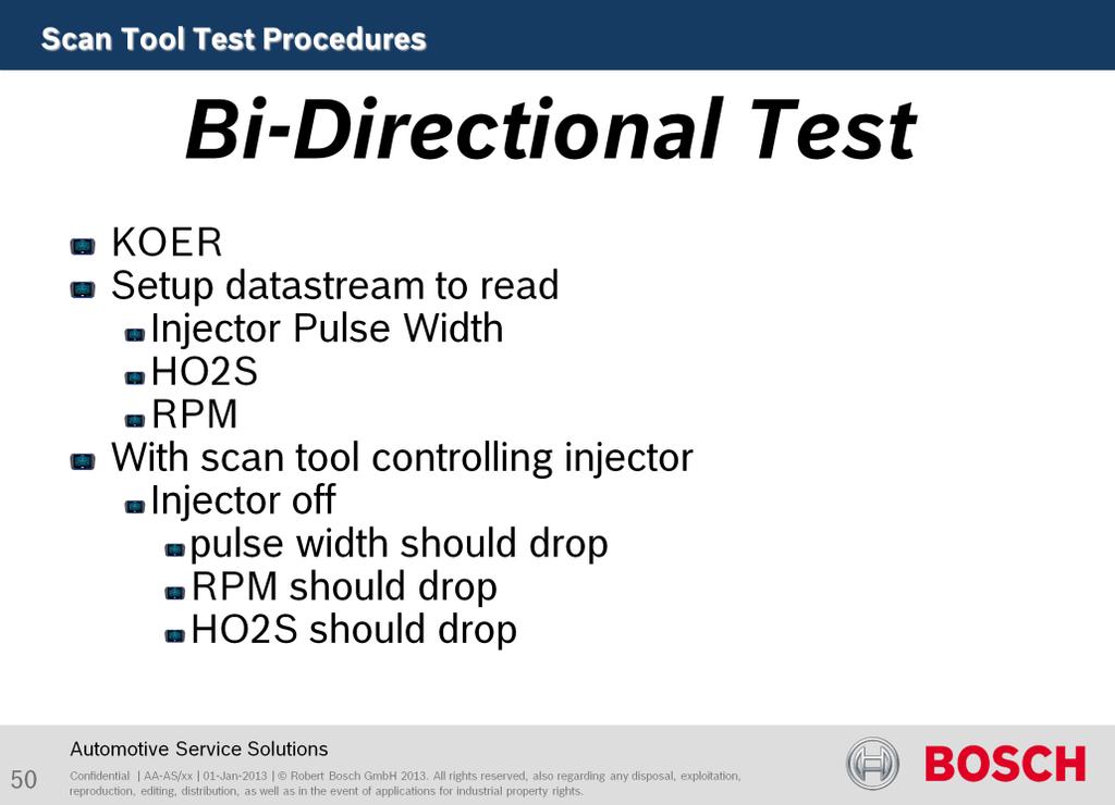 The purpose of this test is to use bi-directional testing to check the electrical and mechanical condition of a device.