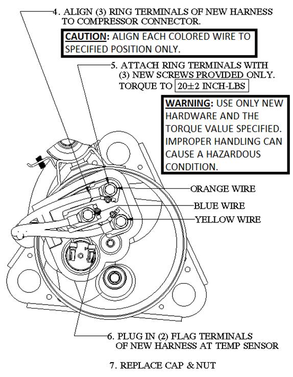 Service Instructions for Phase Harness / Ring Terminal Compressor Only WARNING: To avoid potential property damage or