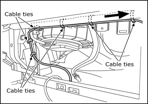Secure with cable ties as shown. Note: Do NOT secure the wiring to the blower motor housing in any way. Fig. 33 33.