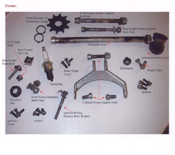 Pictorial Aid to Frame & Engine Bolt Identification Contd.