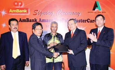 AmBank (M) Berhad menandatangani perjanjian dengan Amasu (M) Sdn Bhd untuk melancarkan MasterCard prabayar jenama bersama bagi memudahkan pekerja asing mengirim wang kepada negara rumah mereka.