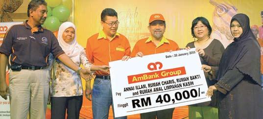 Kelab AmBank Group (KAG) menyampaikan RM40,000 kepada empat rumah kebajikan, setiap satu menerima RM10,000.