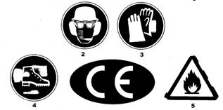 2 EXPLANATION OF THE USED SAFETY SYMBOLS BT-VTBF 1 Please read the instructionbook 2 Safety glasses, safety helmet and ear protection compulsory. 3 Working gloves compulsory.
