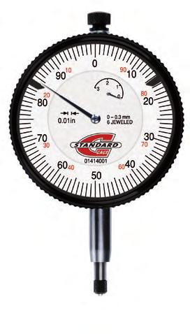 Precision Dial Gauges 27 n Full-metal bezel and case housing n Fixing shank and plunger in hardened stainless steel n Insert fitted with a 3,175 mm diameter steel ball tip n Adjustable tolerance