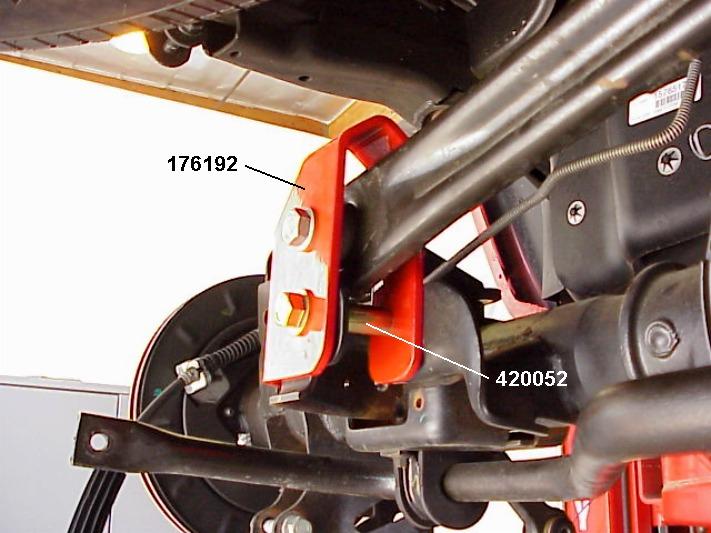 Attach the cable ends to the equalizer. BRAKE LINE BRACKET INSTALLATION 1) Attach the new brake line bracket 170014 to the rear differential with the original bracket bolt. See illustration #28.