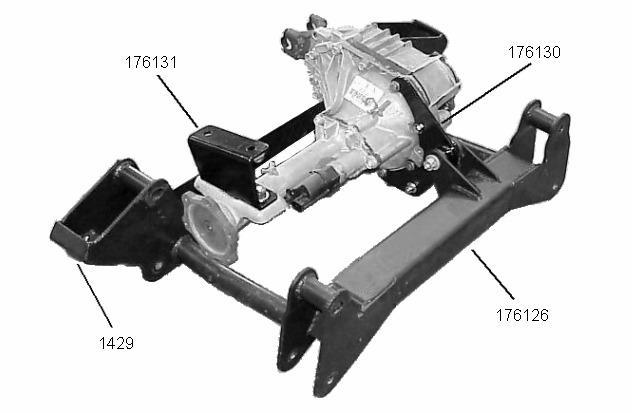 6) Attach the front differential assembly to the subframe (176126) with the original hardware. Tighten the nuts and bolts to 75 ft. lbs.