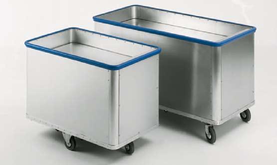 The robust GMÖHLING containers with spring-loaded bottom are especially suitable for the following branches of industry: hospitals textiles laundries electronics chemical pharmaceutical assists in